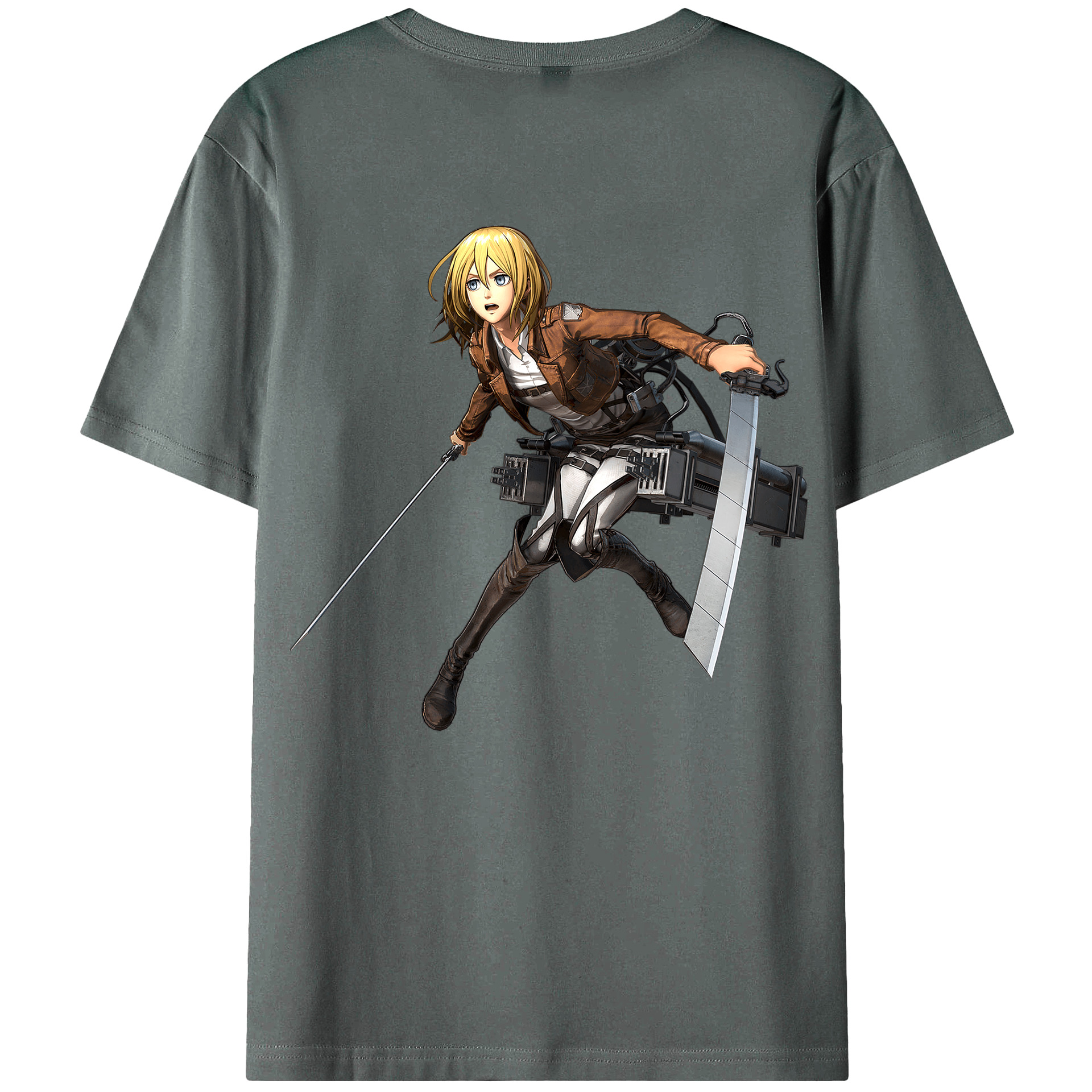 （画像用） 進撃の巨人 クリスタ·レンズ Attack on Titan Christa Lenz 綿100％ メンズ半袖Tシャツ（バックプリント） 通気性